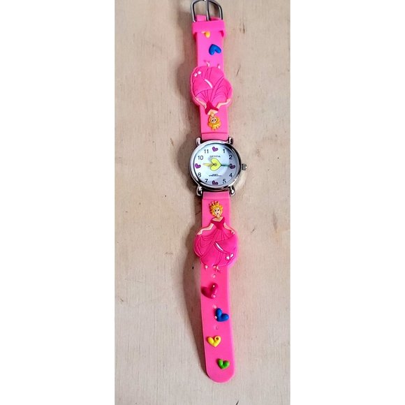Geneva Princess Fashion Watch Pink Silicone Band Heart Second Hand New Battery - Picture 1 of 10